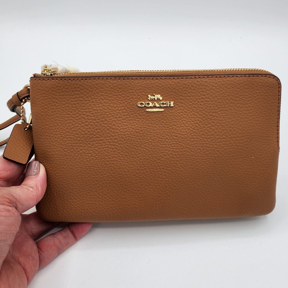 Coach Double Zip Wallet, Lt. Saddle